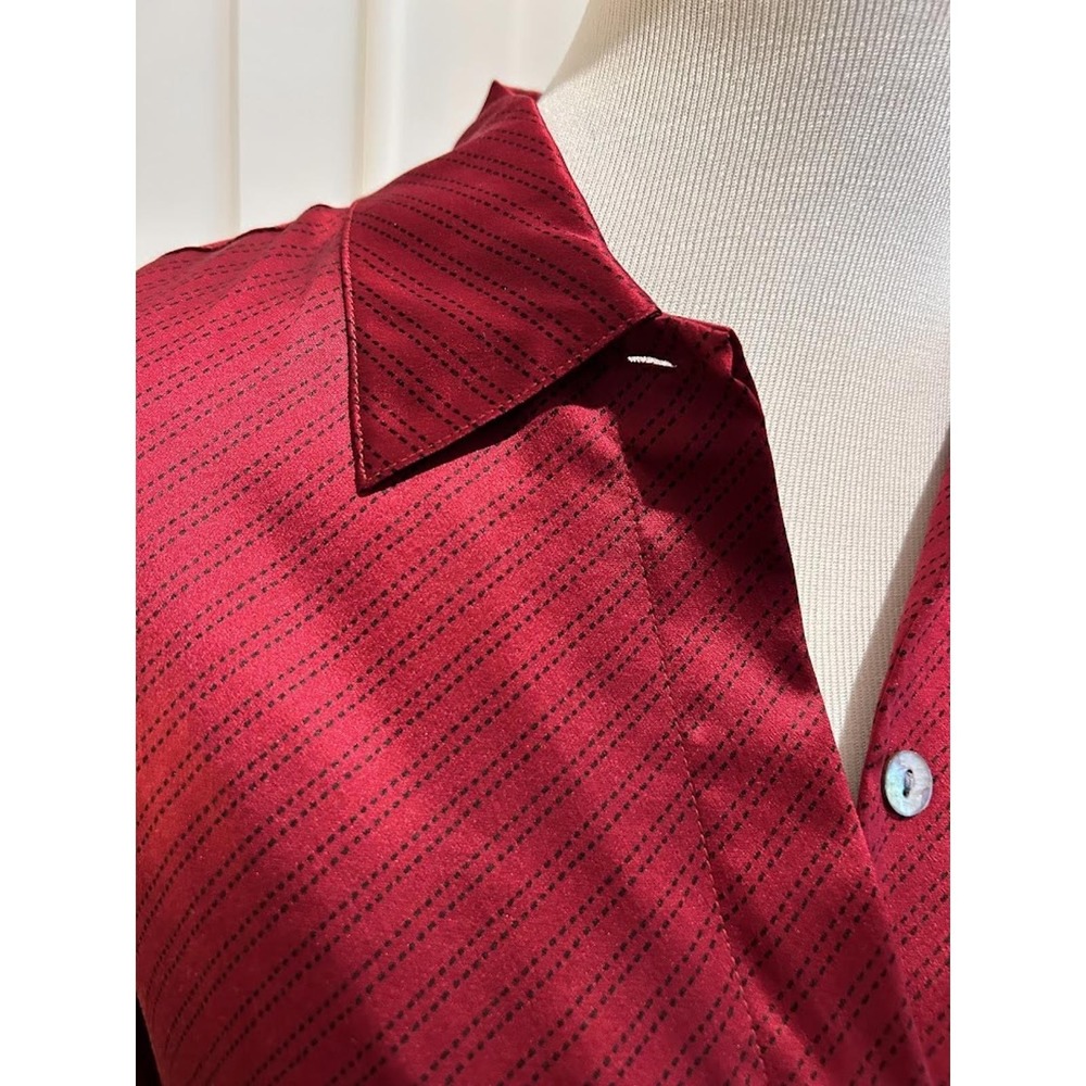 City Silk Red Silk Blouse‎ Evening Party Classic Modern Professional Business - Picture 4 of 6